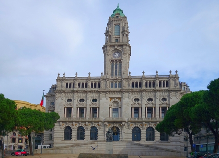 Porto City Hall in the Avenida dos Aliadosの写真素材