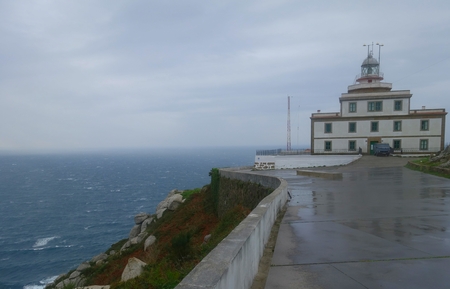 Lighthouse at Cape Finisterre in La Coruna, Spainの写真素材