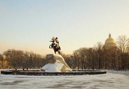 Winter day and the bronze horseman in Saint-Petersburgのeditorial素材