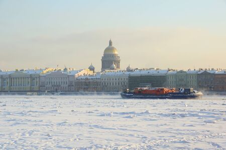 Winter day, the river Neva in Saint-Petersburgの写真素材