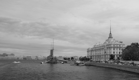 Summer day in St. Petersburg on the Neva Riverの写真素材