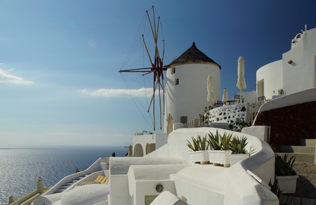 Sunny city on the fabulous island in the Aegean seaの写真素材