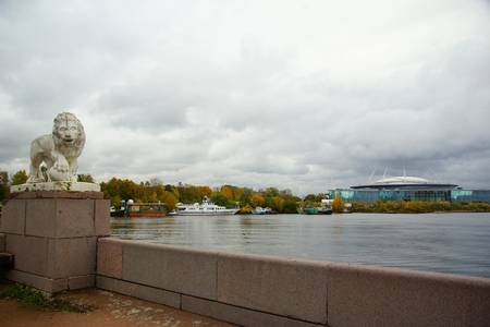 Evening in October, walk along Elagin Island in St. Petersburgのeditorial素材