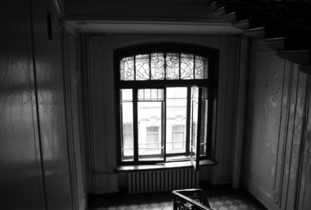 Fragment of the interior decoration of an apartment house in the Art Nouveau style on Kirochnaya Street in St. Petersburgのeditorial素材