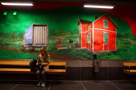 Solna centrum Station of the Subway in Stockholm, Swedenのeditorial素材