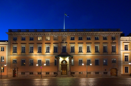 Walk through the evening Helsinki, the building of the Embassy of Swedenのeditorial素材