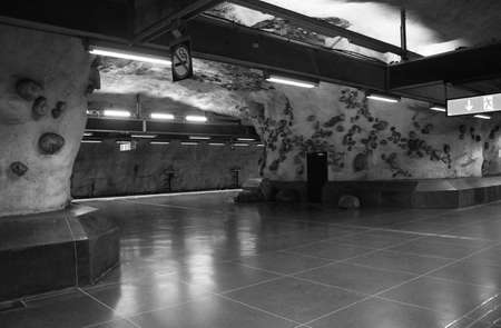Fragment of decoration of the city metro station in Stockholmの写真素材