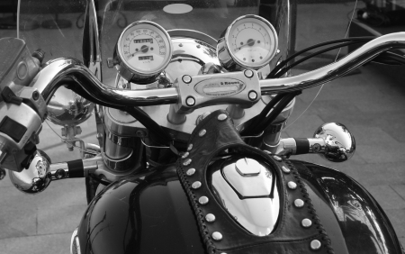 Motobike front view of a speedometerの写真素材