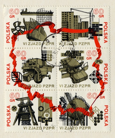 Postage stamps related to the theme of industryの写真素材
