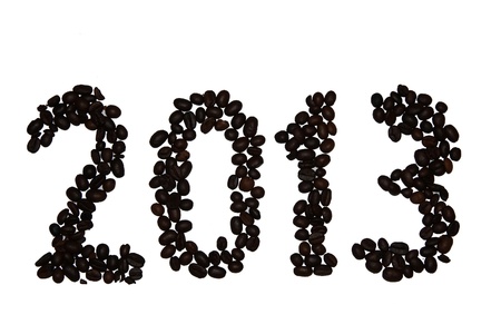 new year laid out coffee beans figures 2013の写真素材