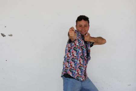 Model man against the wall