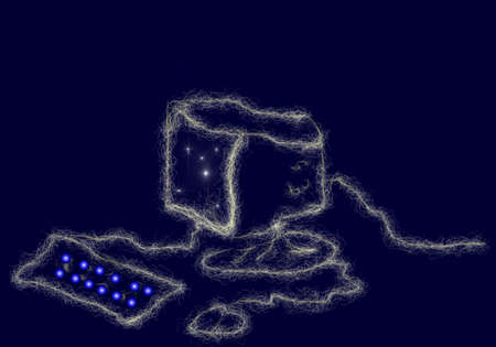 abstraction devoted to working on the computerの写真素材