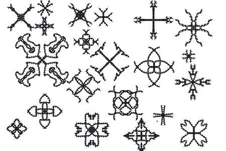 Elements of ornament for design in retro style black on white backgroundの写真素材