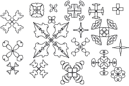Elements of ornament for design in retro style black on white backgroundの写真素材