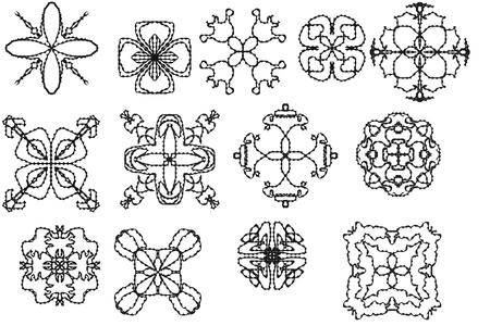 Elements of ornament for design in retro style black on white backgroundの写真素材
