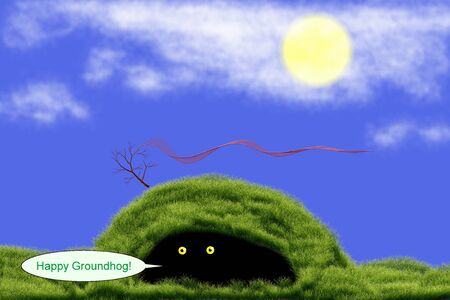 Groundhog in Groundhog Day in the hole waiting for when spring comesの写真素材