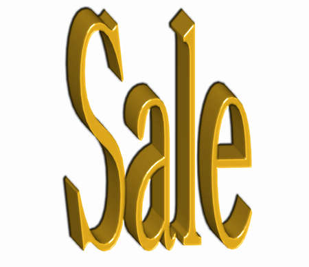 Golden extruded text on white background sale の写真素材