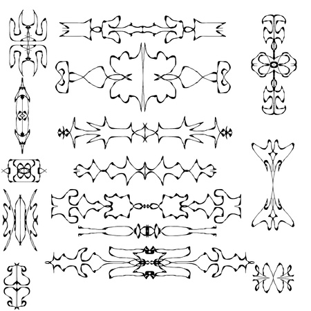 Elements of ornament for design in retro style black on white backgroundの写真素材