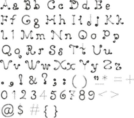 Original font, alphabet on a white background for the design and executionのイラスト素材