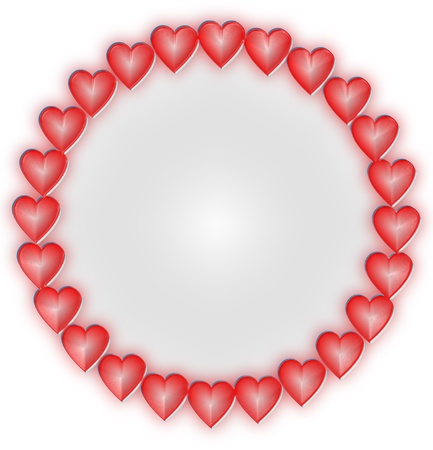 frame with hearts on a white background with Valentineの写真素材