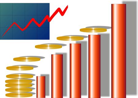 Digital illustration of business graph in white backgroundの写真素材