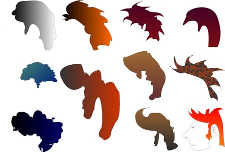 men s hairstyles on a white backgroundの写真素材