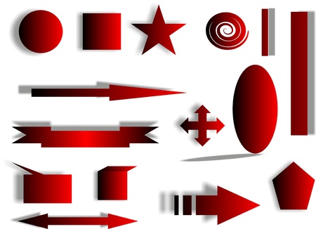 red figures and objects on white backgroundのイラスト素材