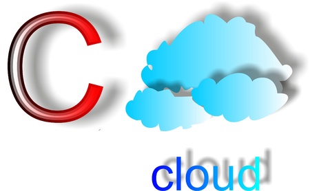 The letter C on a white cloud background to teach children the alphabetのイラスト素材
