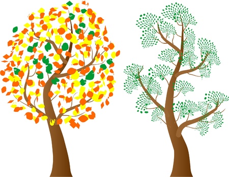 A variety of stylized trees on a white background for designのイラスト素材
