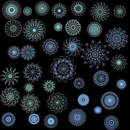 Beautiful ornamental rosettes set  For ethnic or tattoo design の写真素材