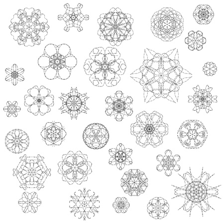 Beautiful ornamental rosettes set  For ethnic or tattoo design の写真素材