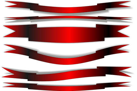  set of red gift bows with ribbons  on a white backgroundのイラスト素材