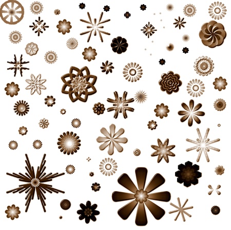 Flowers in retro style on a white backgroundの写真素材