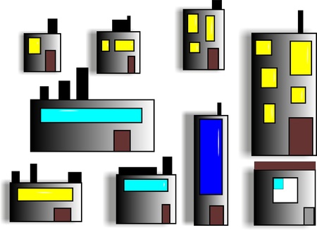 stylized houses for layout and design on a white backgroundのイラスト素材