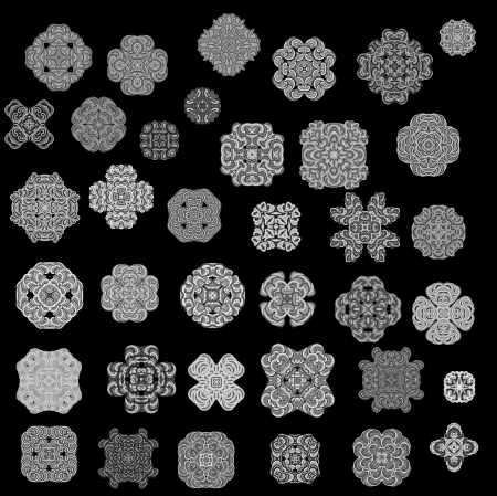 Elements of ornament for design in retro style black on backgroundの写真素材