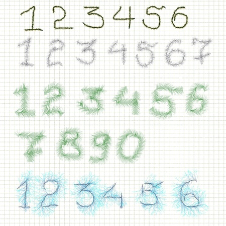 numbers of plants on a checkered backgroundの写真素材