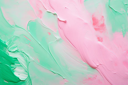 Enchanting Fusion: Abstract Green and Pink Acrylic Paint Textured Backgroundの素材