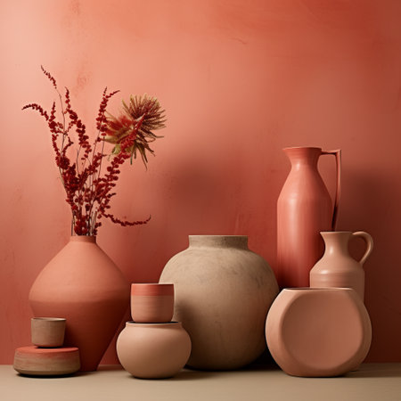 Coral Oasis: A Photorealistic Journey into Mid Century Modern Ceramic and Decor Store with Deep Coraの素材