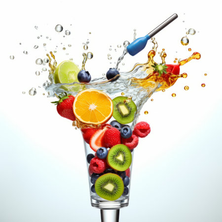 Nature's Essence Unleashed: A Hyper Realistic HD Depiction of Fresh Fruits and Vegetables Infusing Lの素材