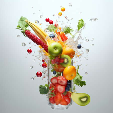 Nourishing Nature: A High-Definition Hyper Realistic Image of a Medical Syringe Dispensing Fresh Fruの素材