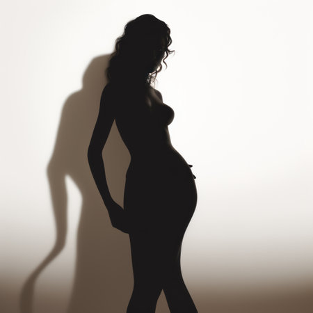 The Enigmatic Silhouette: Embracing the Feminine Form Amidst a Blank Canvasの素材