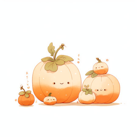 Pristine Trio: 3 Pumpkins on a White Backgroundの素材