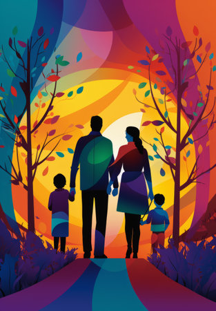 The Vibrant and Whimsical Family Portrait: A Wordless Vector Graphicの素材