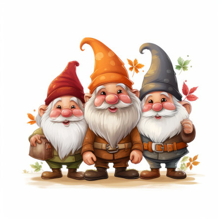 Festive Trio: Delightful Old Gnomes Unite Halloween, Thanksgiving, and Christmas!の素材