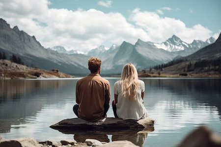 A Romantic Getaway: Exploring the Serene Wonders of a Northern Mountain Lakeの素材