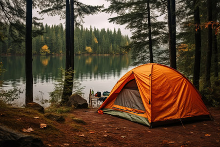 Forest Lakeside Getaway: A Unique Weekend Adventure in the Orange Tentの素材