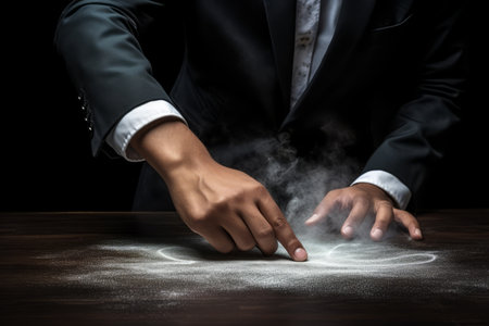 The Art of Power: A Businessman's Chalk-Written Successの素材