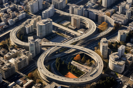 Captivating Bird's-eye Perspective: Marveling at the Modern Architecture of City 00105 03の素材