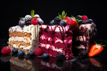 Savoury Snapshots: A Delectable Array of Cake Slices at AR 32 01476 03の素材