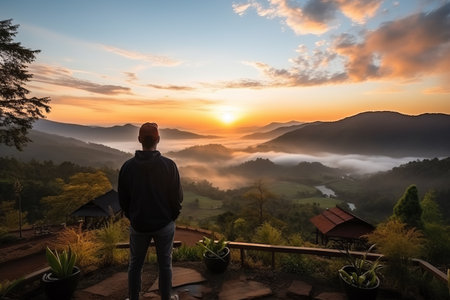 Capturing the Beauty: A Photo Backpacker's Journey to Sunrise Viewpoint (01521 00)の素材